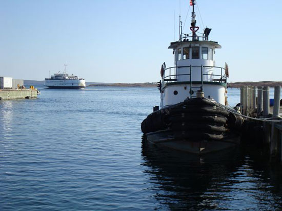 Martha's vineyard Ferry pulling in to Woods Hole
